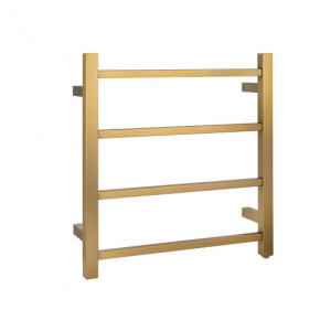 Aqua Brushed Gold Square 4 Bars Heated Towel Rail